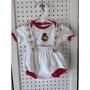 VTG Rumble Tumble Baby 3-6m Cotton Ducky Terry Overall Romper & Tee Unisex Baby